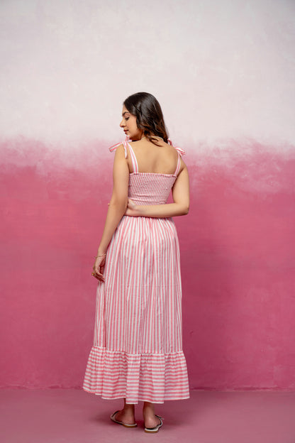 JULIA PINK STRIPED MAXI DRESS