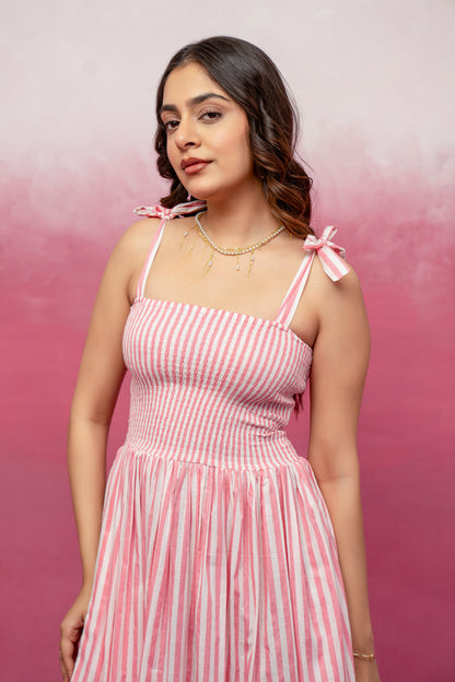JULIA PINK STRIPED MAXI DRESS