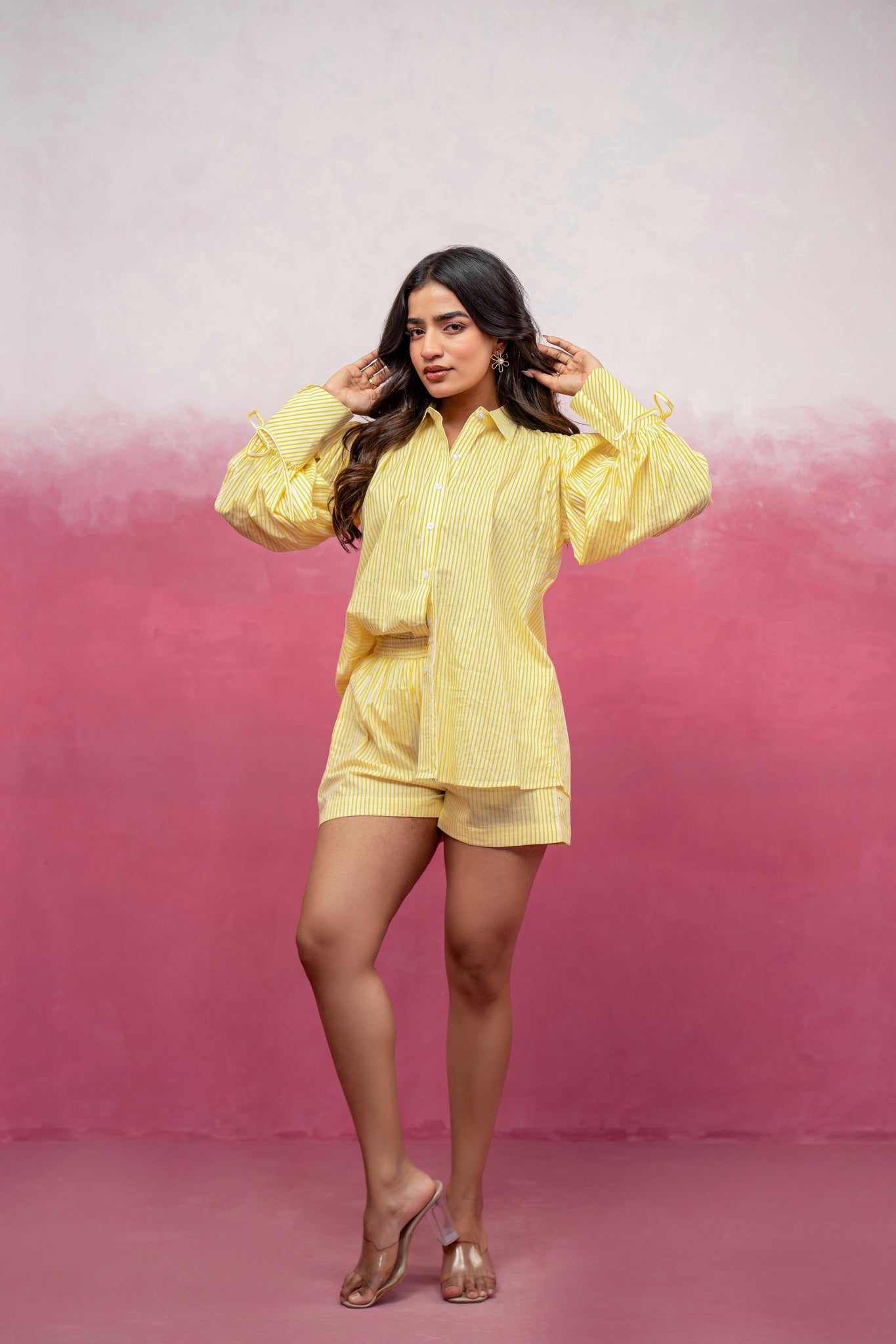 KAYLEE YELLOW STRIPED SHORT COORD SET