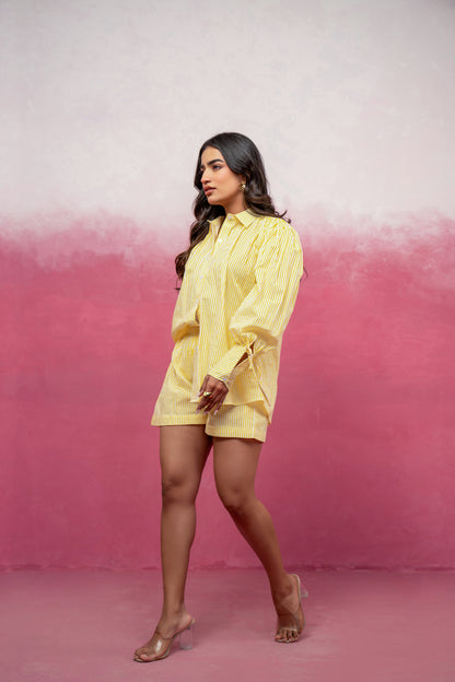 KAYLEE YELLOW STRIPED SHORT COORD SET