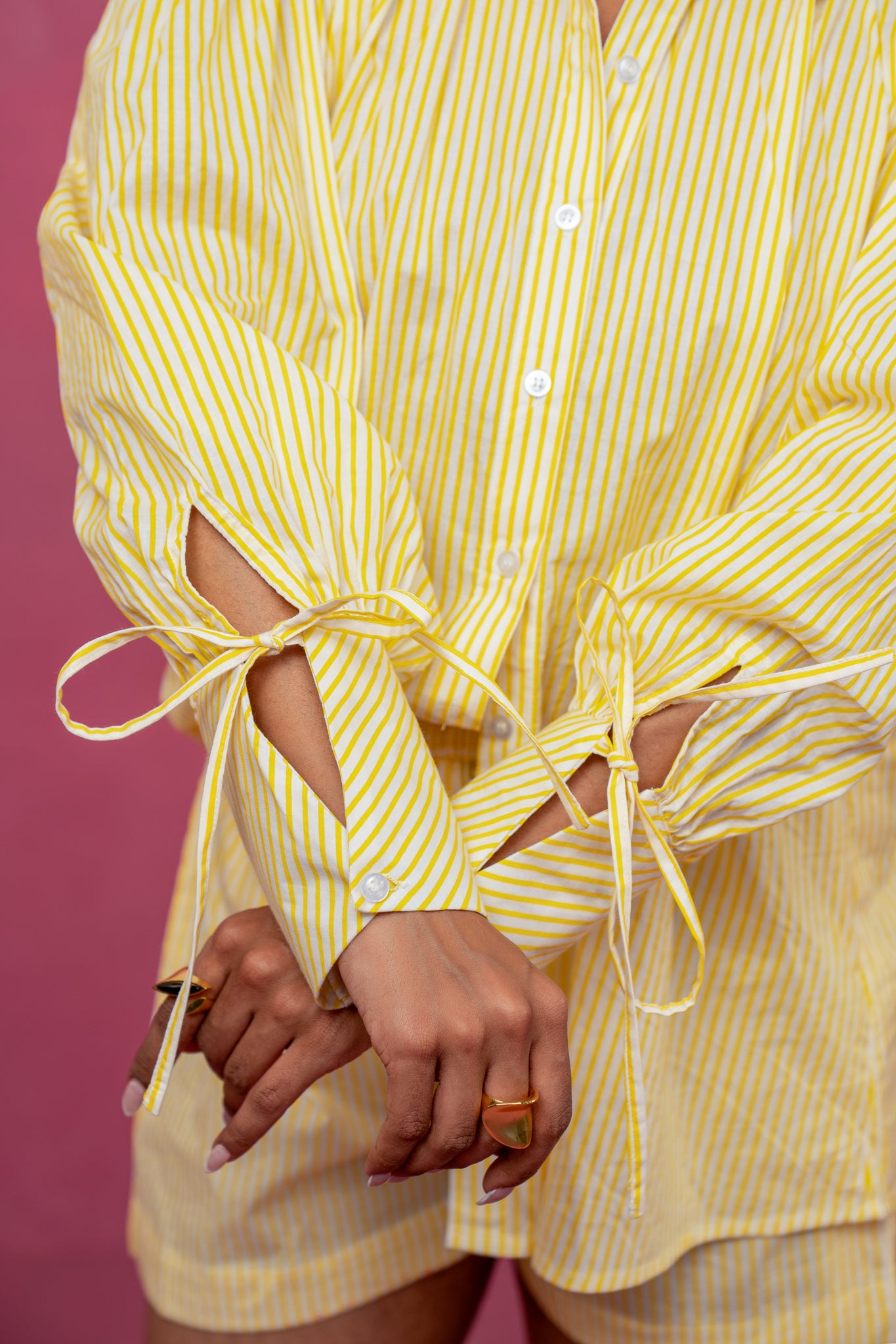 KAYLEE YELLOW STRIPED SHORT COORD SET