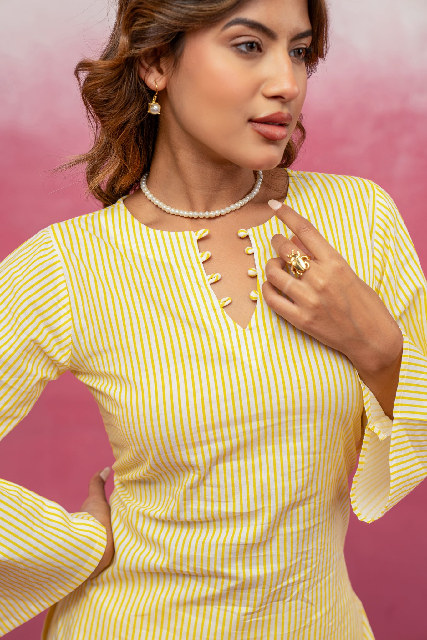 ROMI YELLOW STRIPED TOP