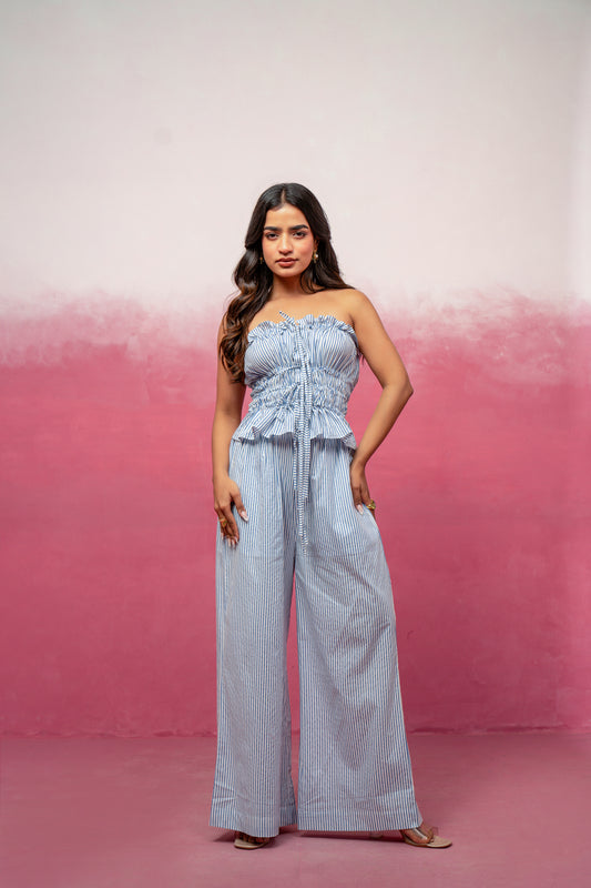 VAAMA BLUE STRIPED COORD SET