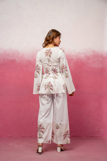 KASHI WHITE CORSET KURTI COORD SET