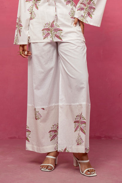 EVIKA WHITE FLORAL PANTS