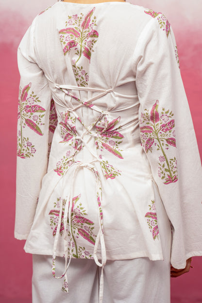 KASHI WHITE CORSET KURTI COORD SET