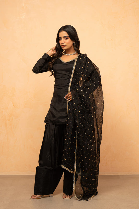 SIDRA BLACK FARSHI SALWAR SUIT SET