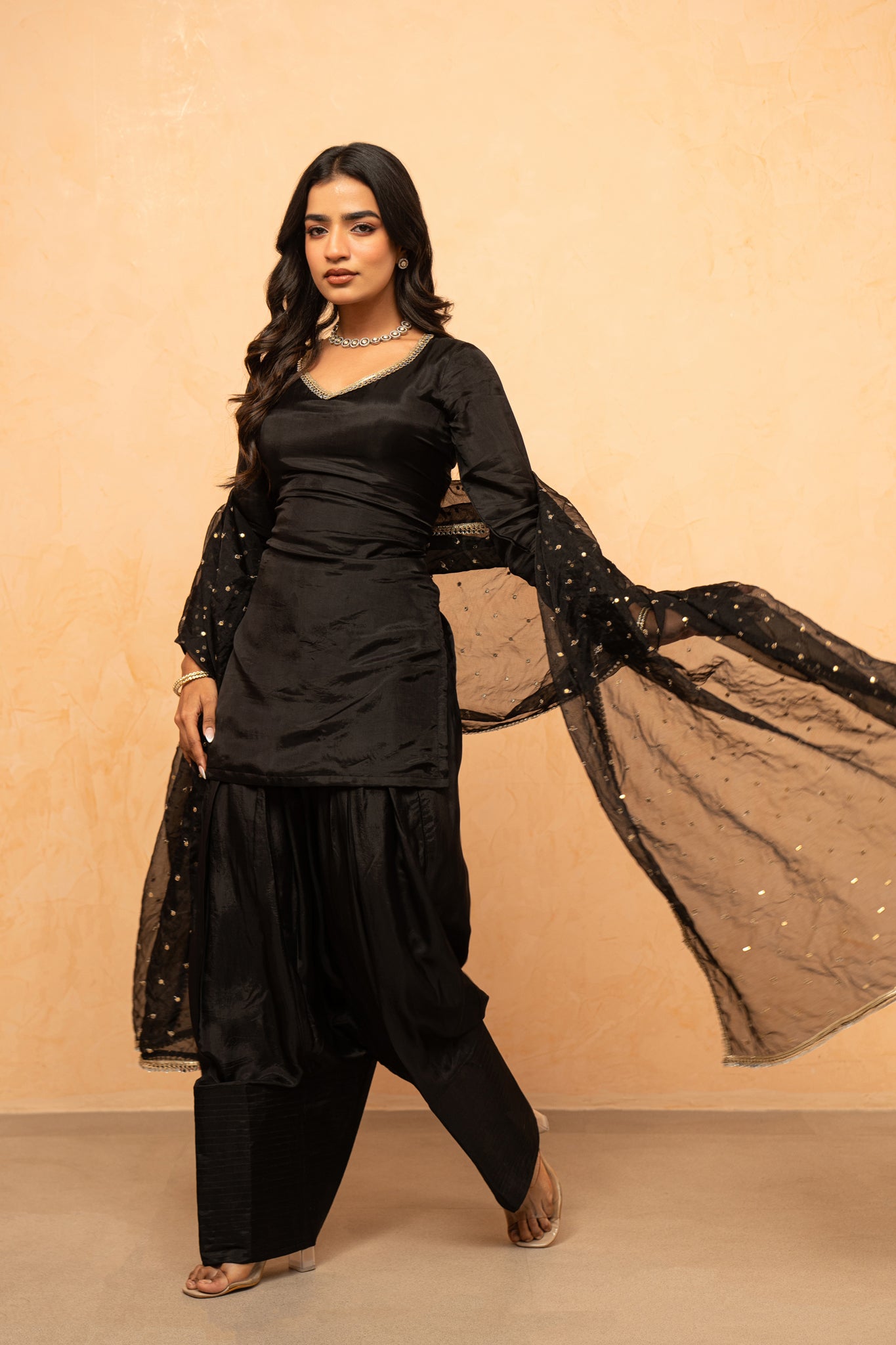 SIDRA BLACK FARSHI SALWAR SUIT SET