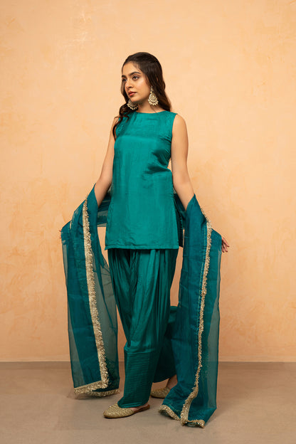 ROSHI GREEN FARSHI SALWAR SUIT SET