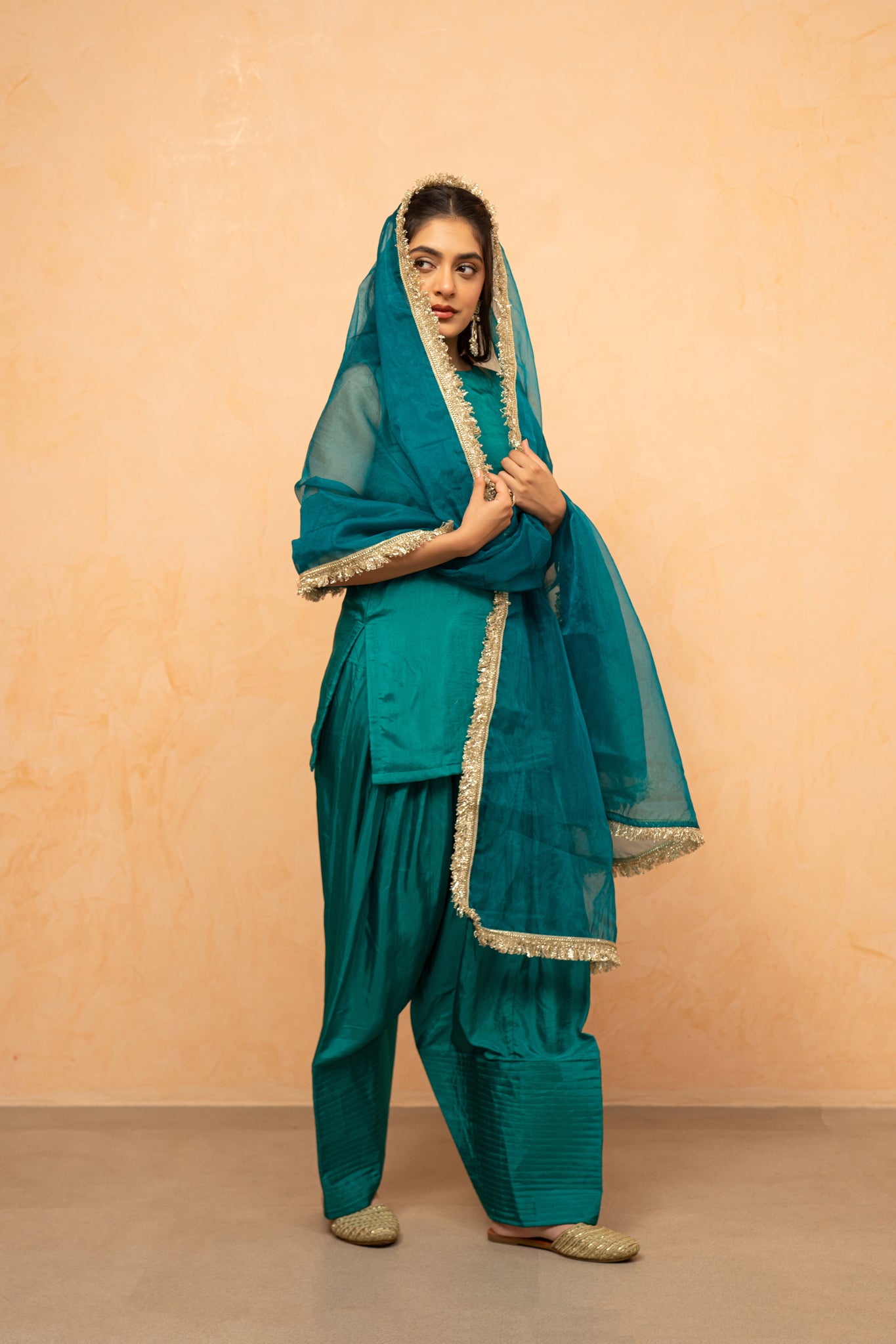 ROSHI GREEN FARSHI SALWAR SUIT SET