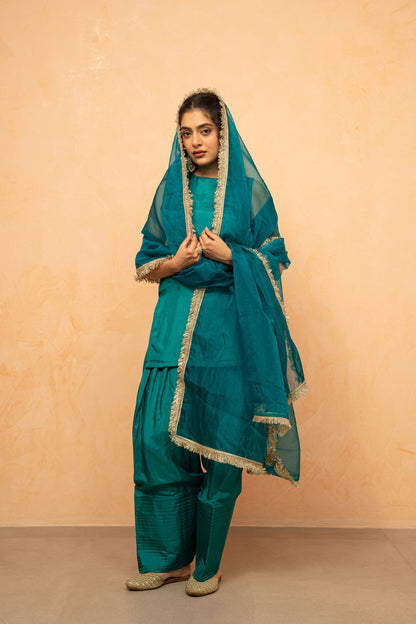 ROSHI GREEN FARSHI SALWAR SUIT SET