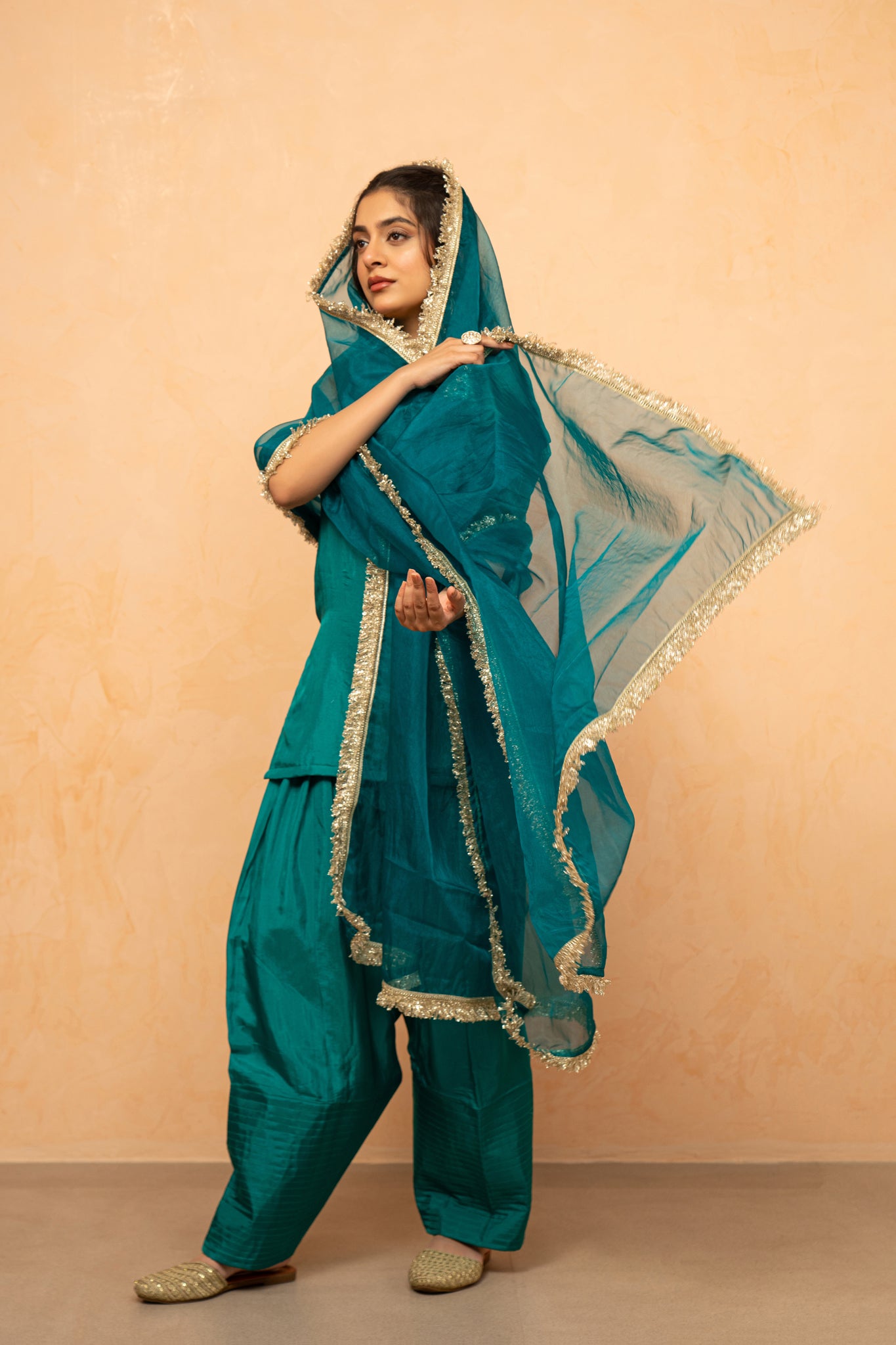 ROSHI GREEN FARSHI SALWAR SUIT SET