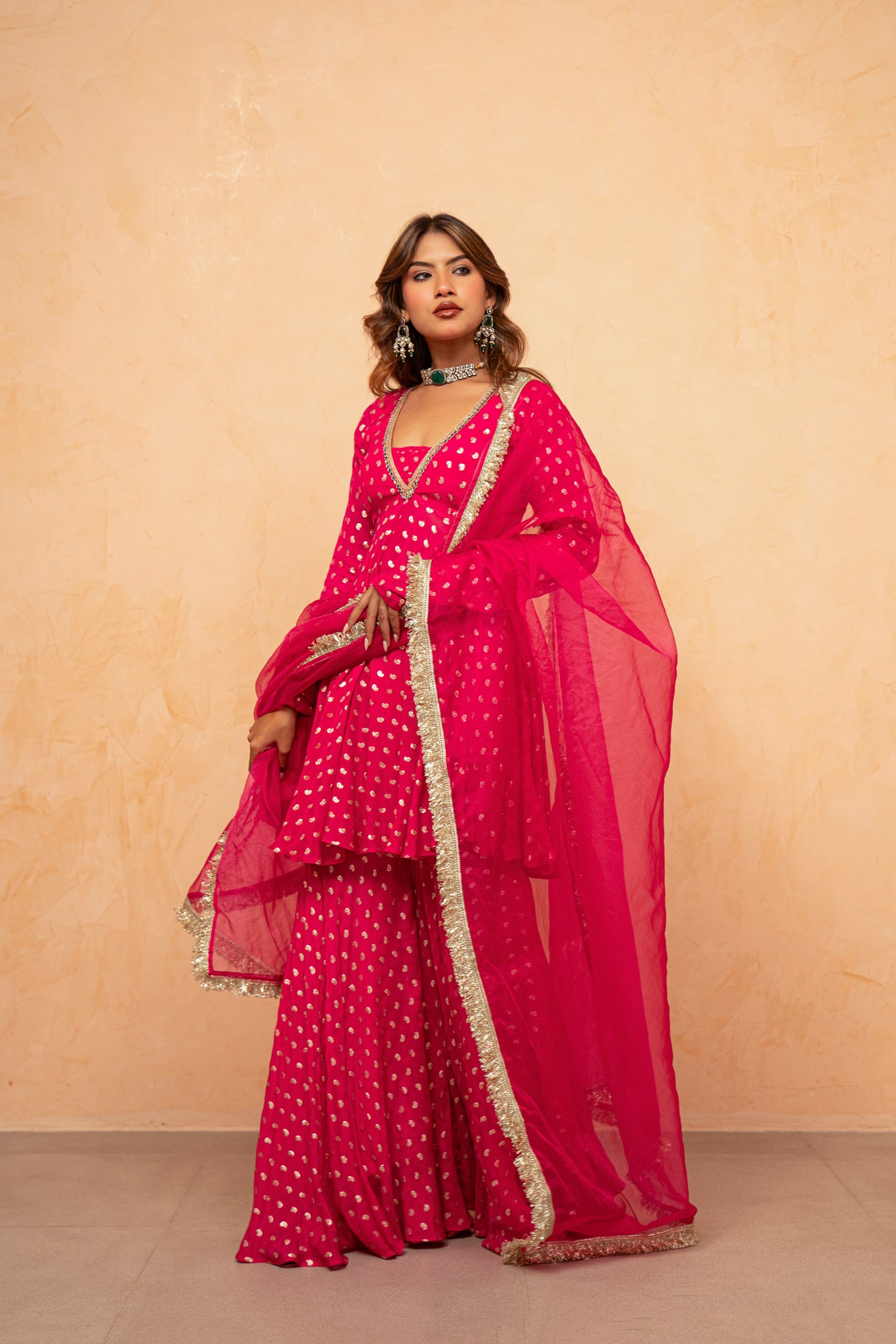 ADVIKA MAGENTA PINK SHARARA SET