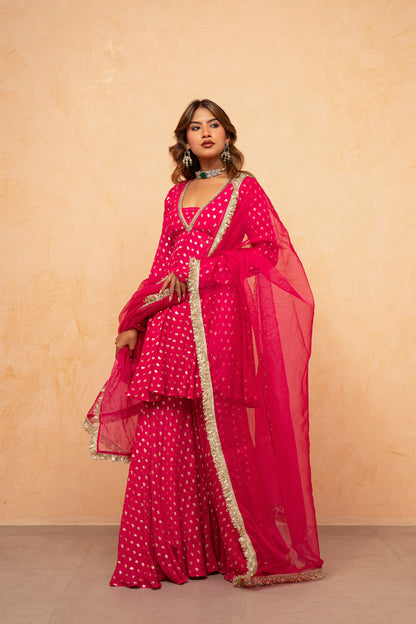 ADVIKA MAGENTA PINK SHARARA SET