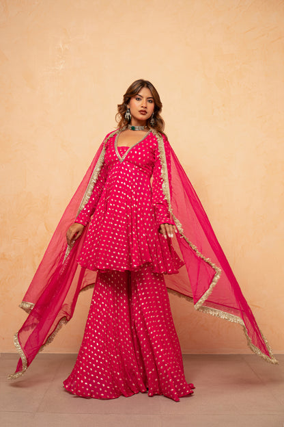 ADVIKA MAGENTA PINK SHARARA SET
