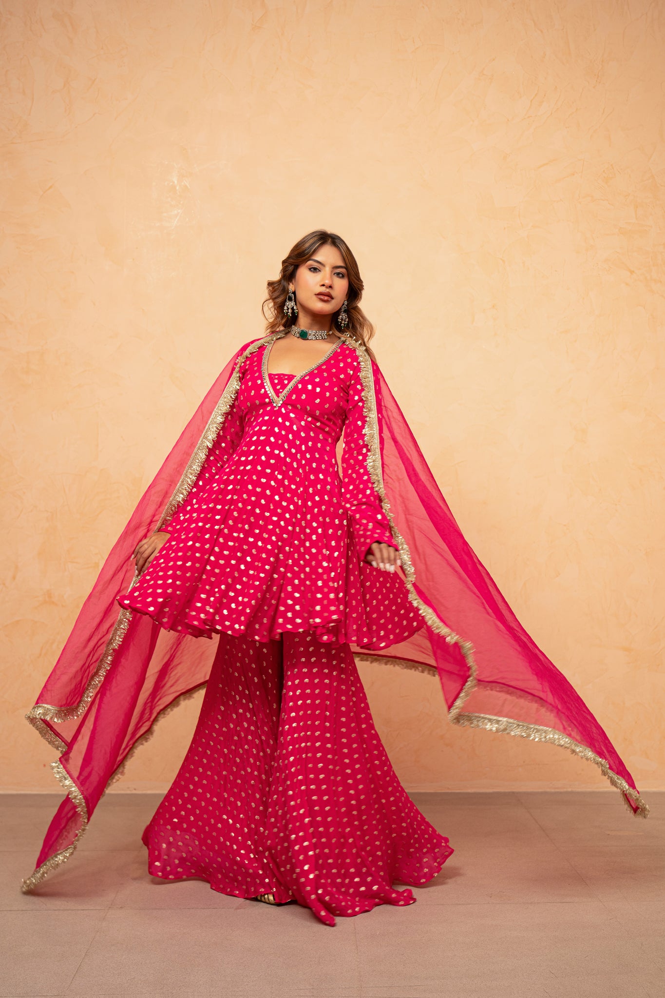 ADVIKA MAGENTA PINK SHARARA SET