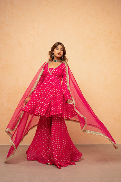 ADVIKA MAGENTA PINK SHARARA SET
