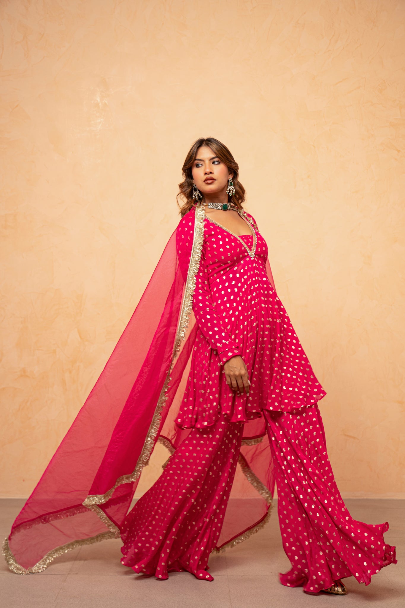 ADVIKA MAGENTA PINK SHARARA SET