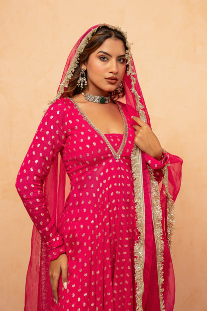 ADVIKA MAGENTA PINK SHARARA SET