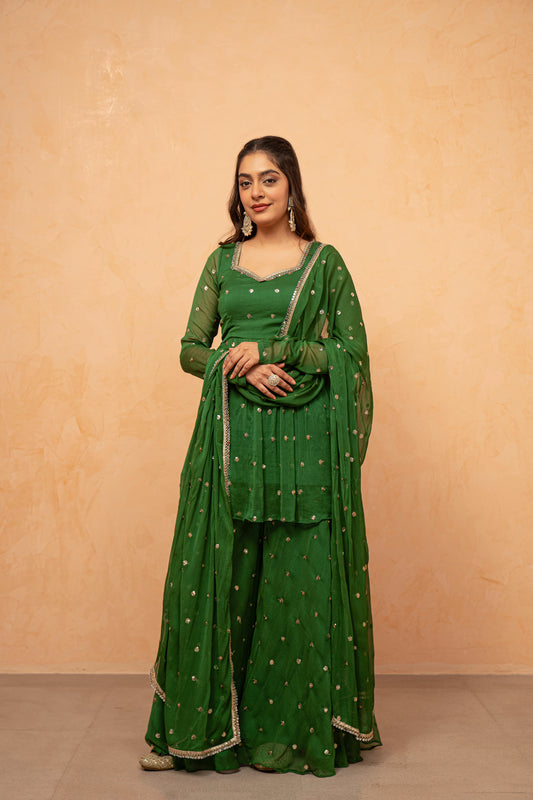 ARYAHI GREEN EMBELLISHED SHARARA SET