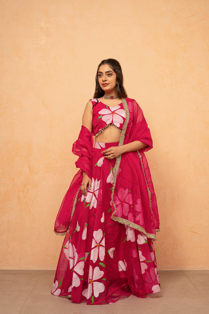 HIRAL YELLOW HANDPAINTED LEHENGA