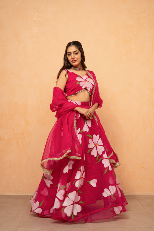 VAARYA PINK HANDPAINTED LEHENGA