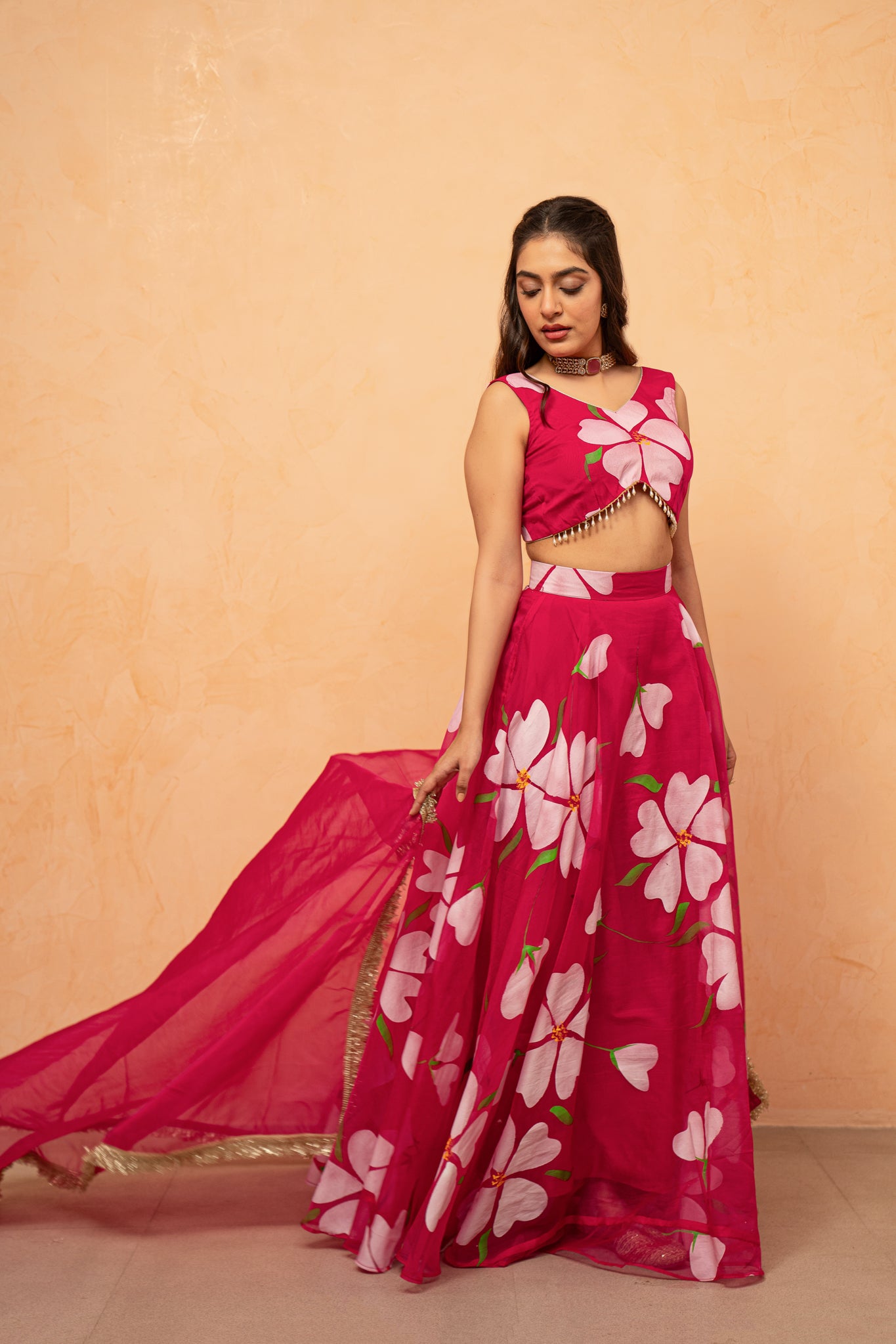 HIRAL YELLOW HANDPAINTED LEHENGA