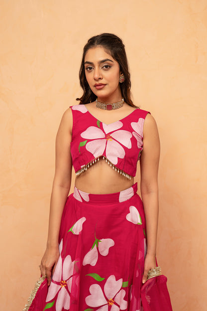 HIRAL YELLOW HANDPAINTED LEHENGA