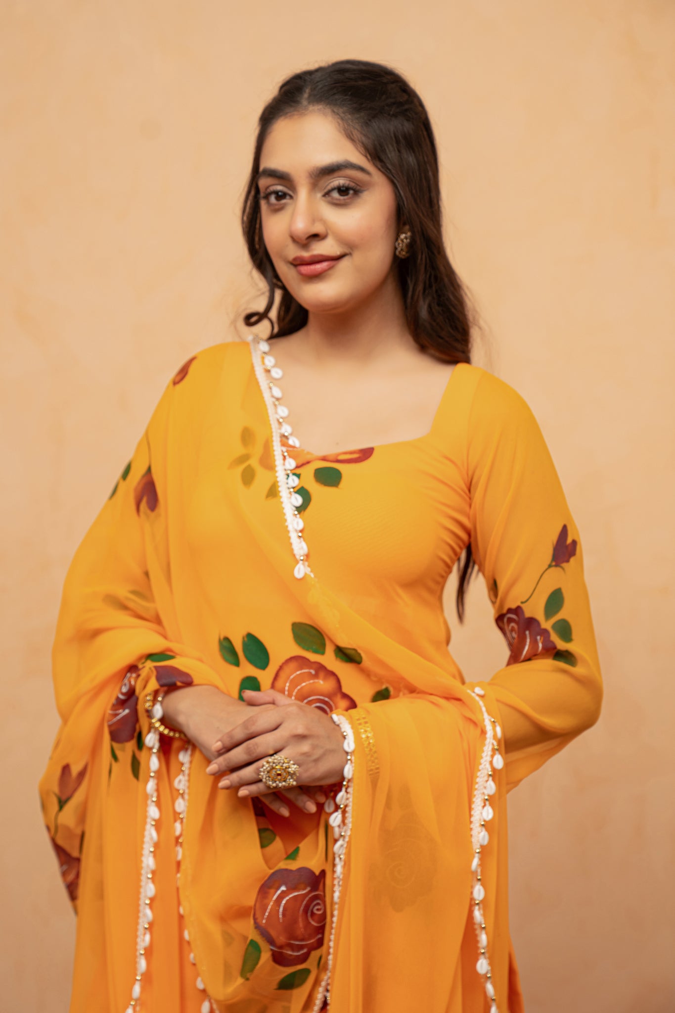 NAAZ RED HANDPAINTED SHARARA SET