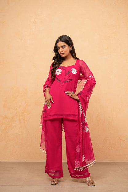 NAAZ RED HANDPAINTED SHARARA SET