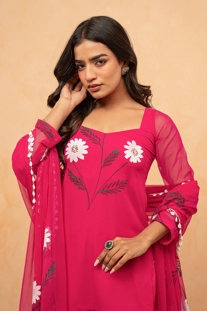 NAAZ RED HANDPAINTED SHARARA SET