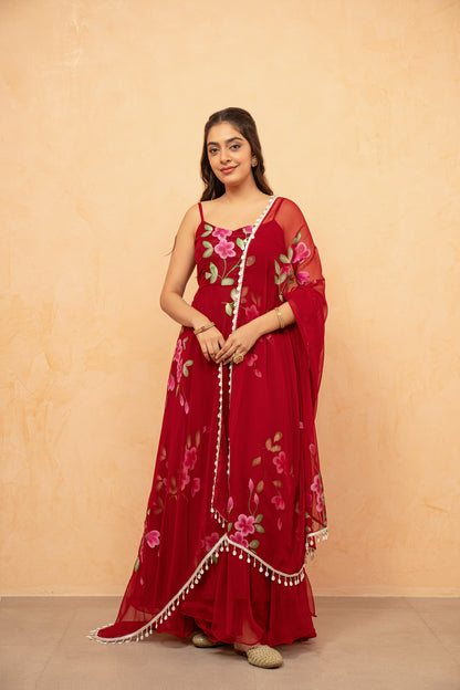 IHINA ORANGE HANDPAINTED ANARKALI