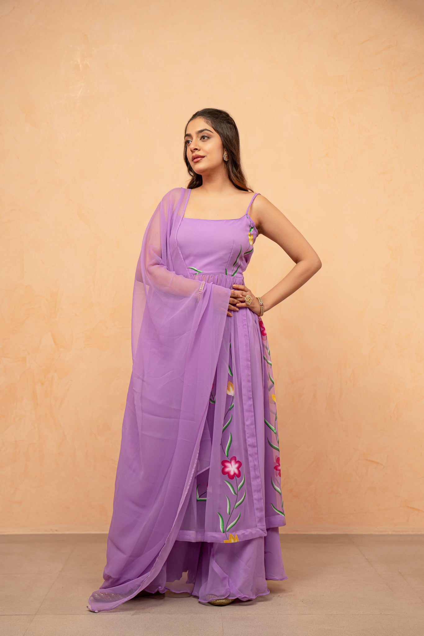 VAIDEHI LAVENDAR HANDPAINTED KURTA SET