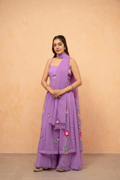 VAIDEHI LAVENDAR HANDPAINTED KURTA SET