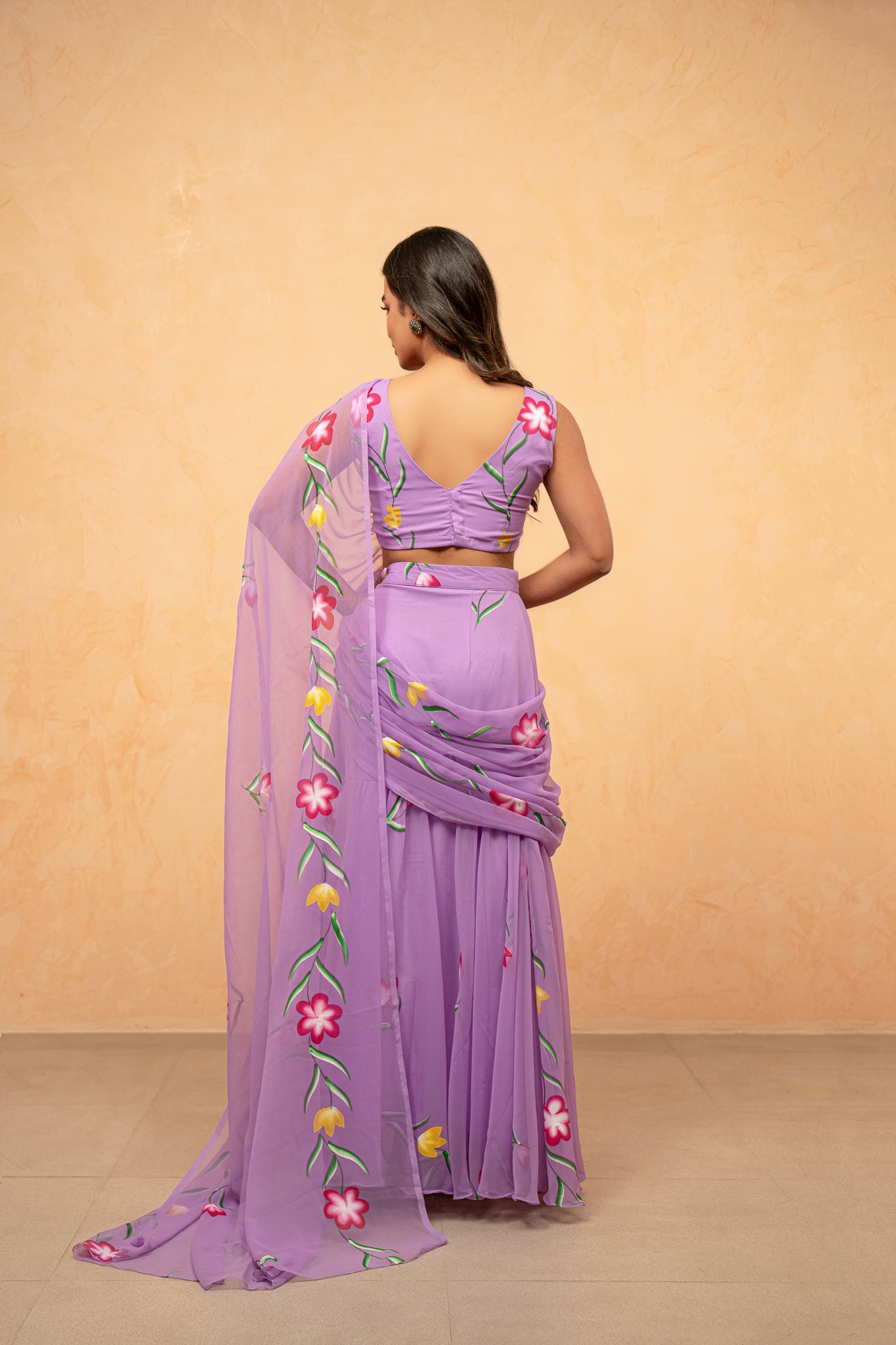 HAYA LAVENDAR HANDPAINTED READY-TO-WEAR SAREE