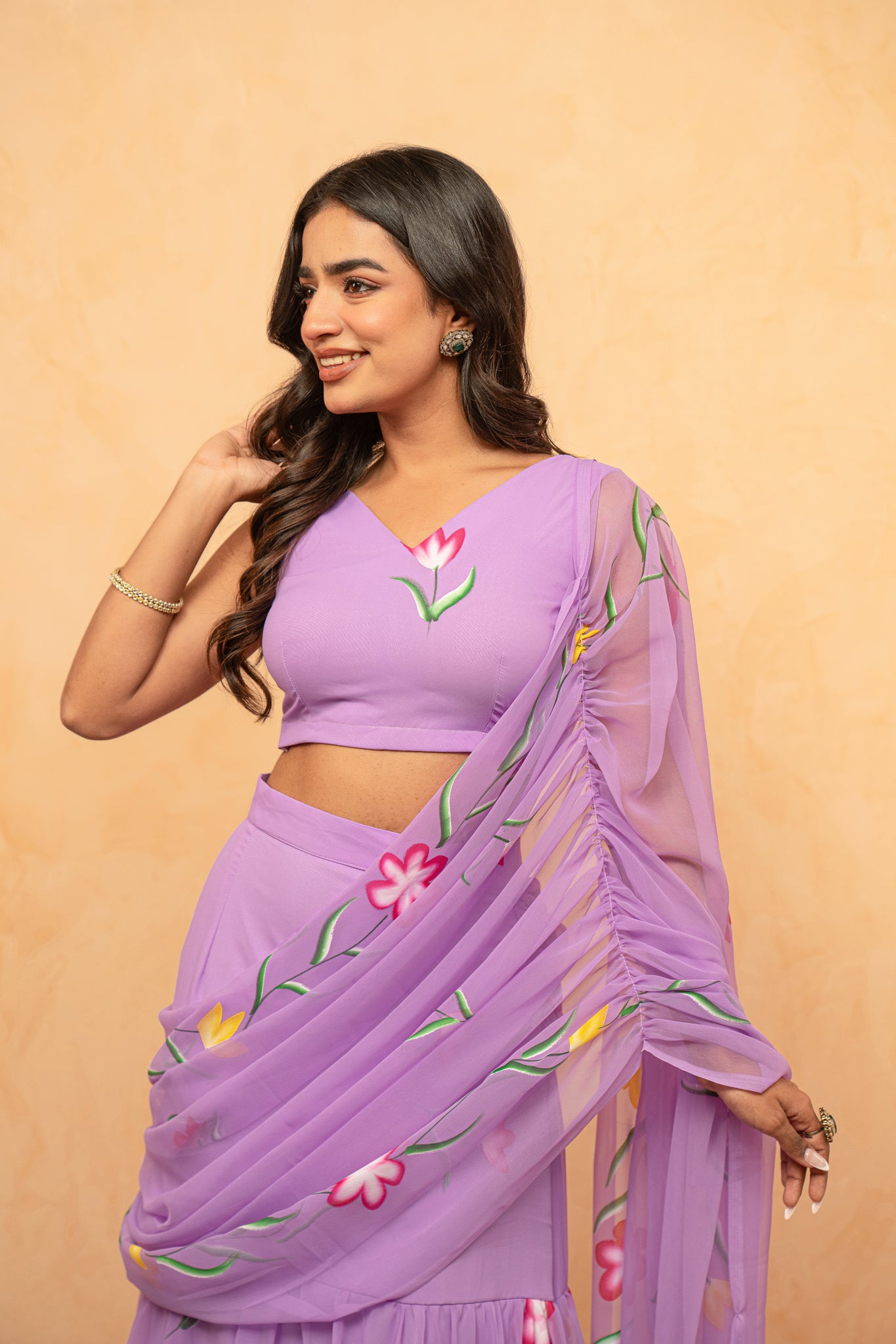 HAYA LAVENDAR HANDPAINTED READY-TO-WEAR SAREE