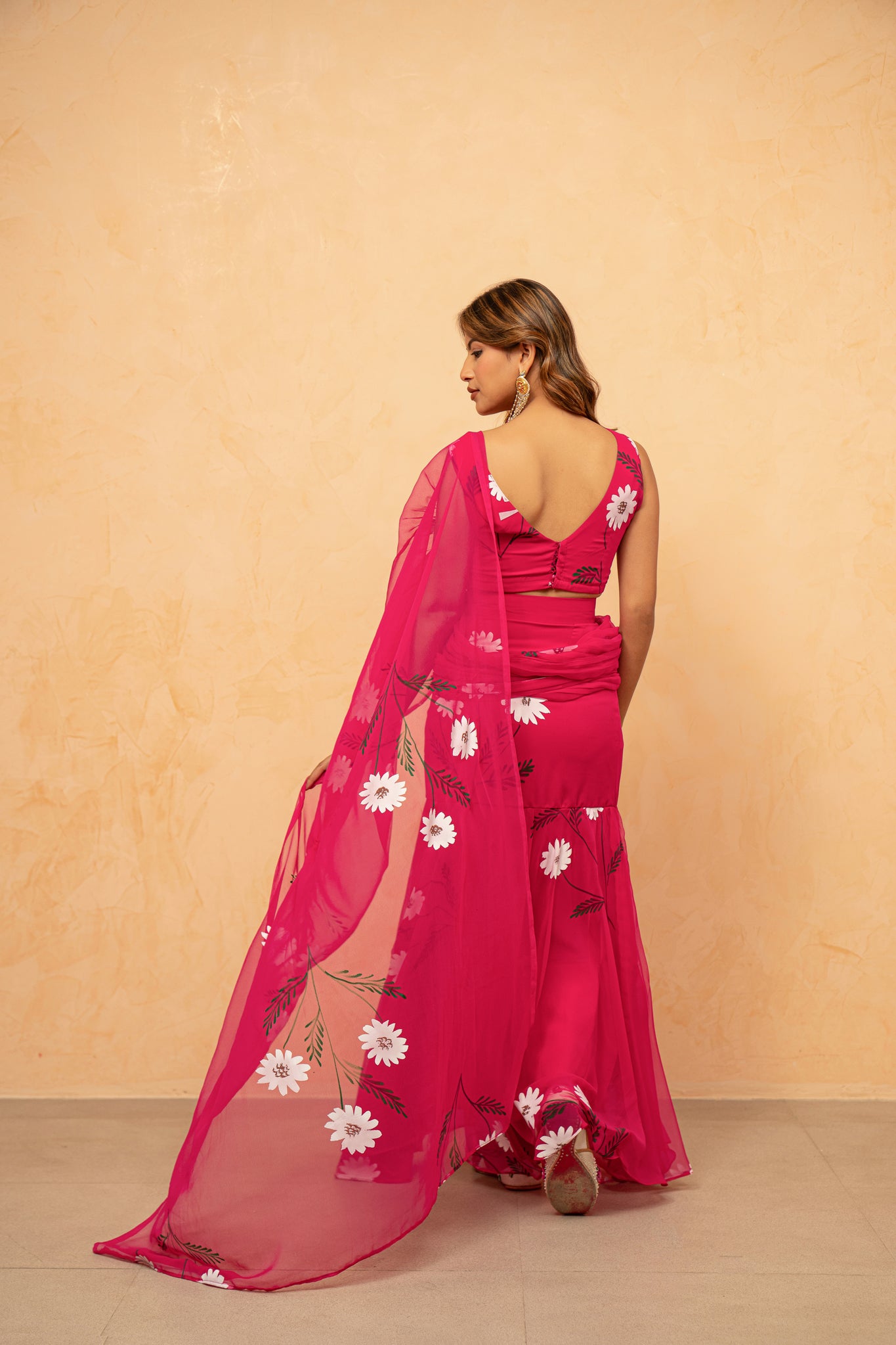 SUHANI PINK HANDPAINTED READY-TO-WEAR SAREE