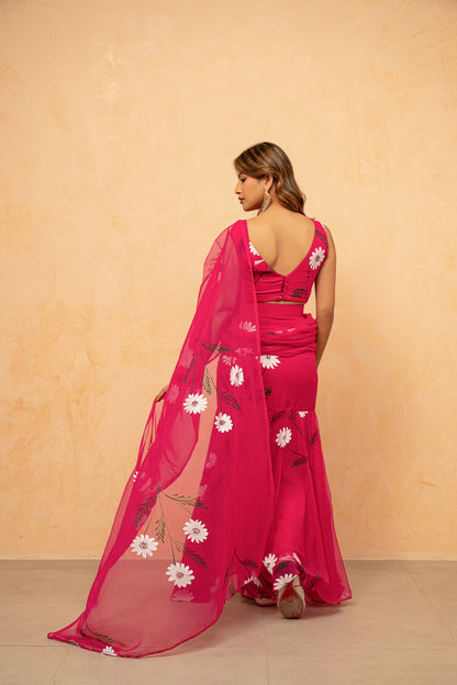 SUHANI PINK HANDPAINTED READY-TO-WEAR SAREE