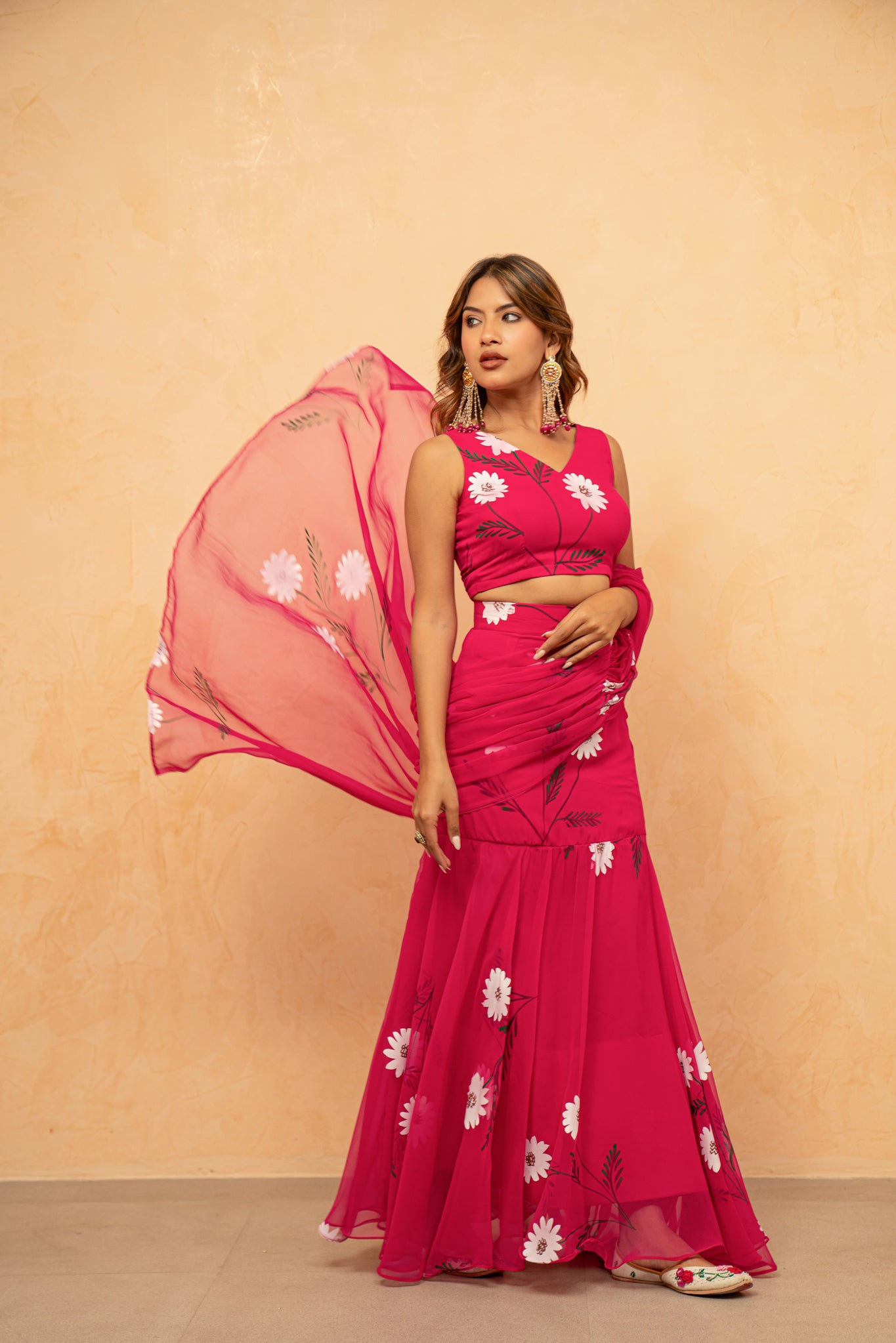 SUHANI PINK HANDPAINTED READY-TO-WEAR SAREE