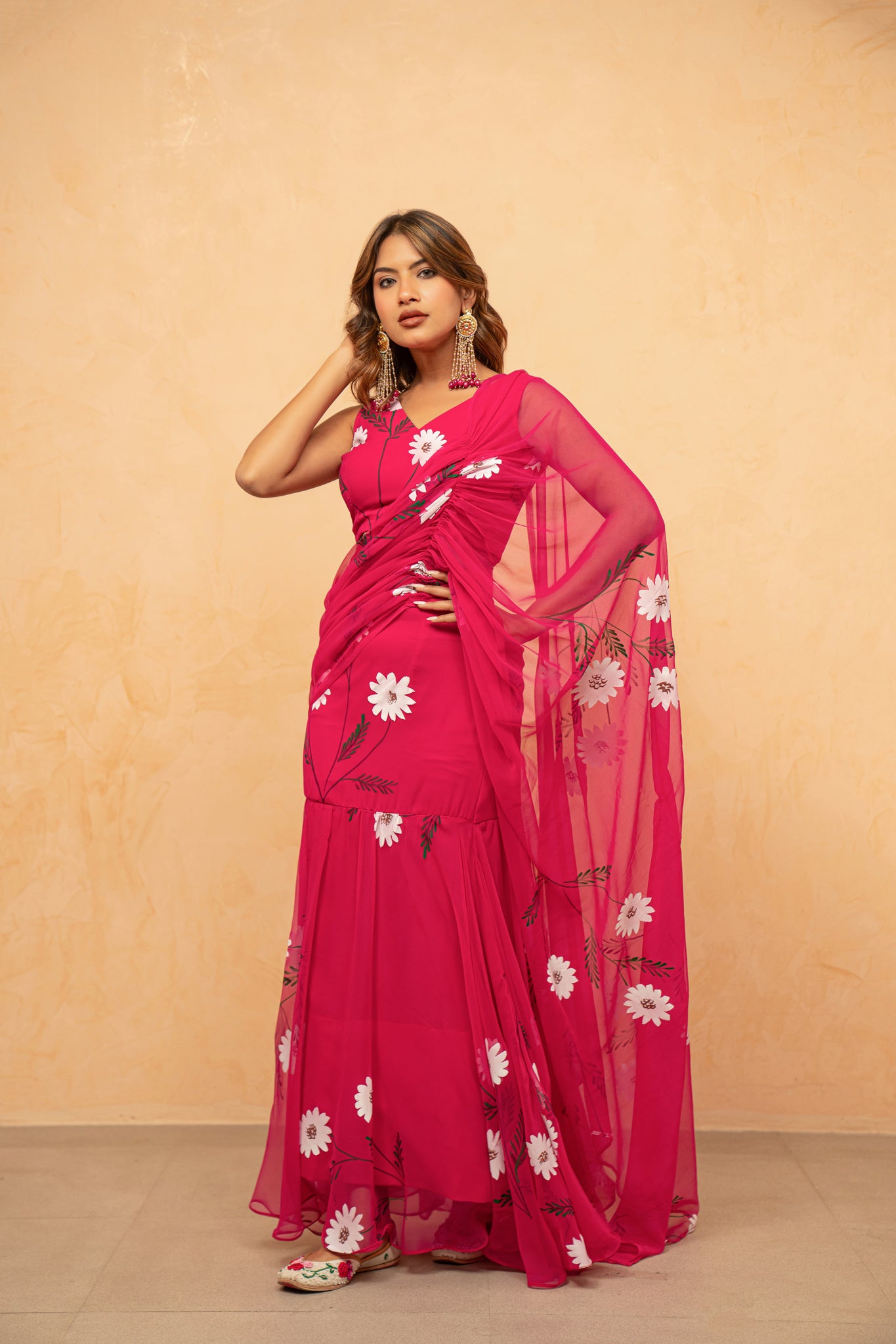 SUHANI PINK HANDPAINTED READY-TO-WEAR SAREE