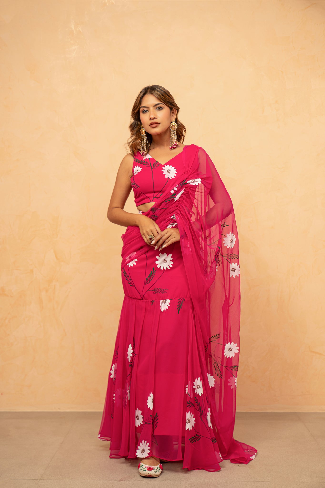 SUHANI PINK HANDPAINTED READY-TO-WEAR SAREE