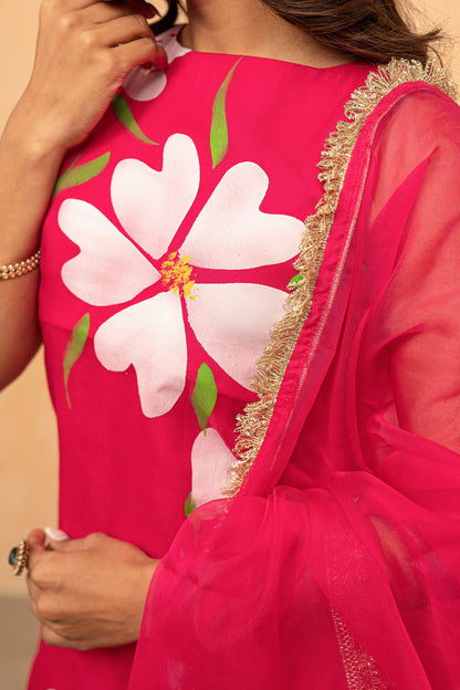 RASHI PINK HANDPAINTED SHARARA SET