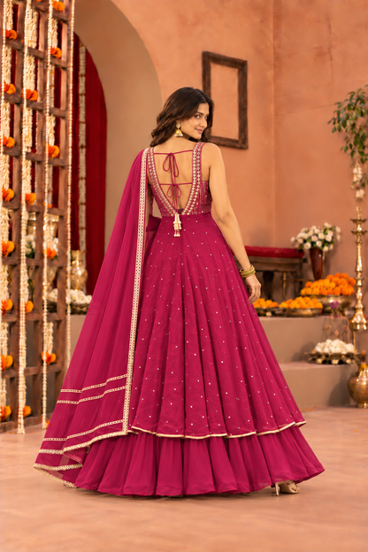 MITALI BURGUNDY FUSION ANARKALI SET