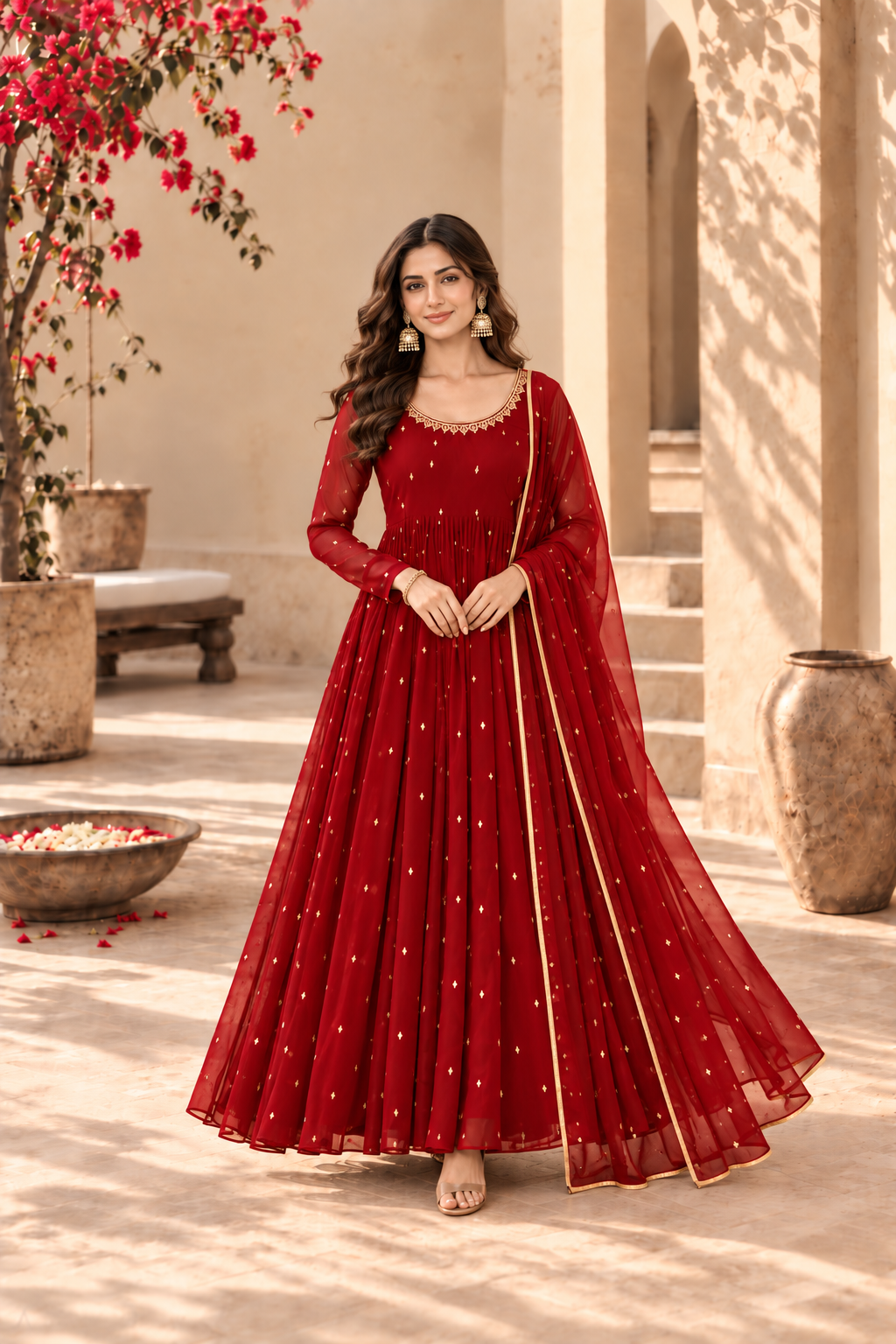 KAJAL MAROON FESTIVE ANARKALI SET