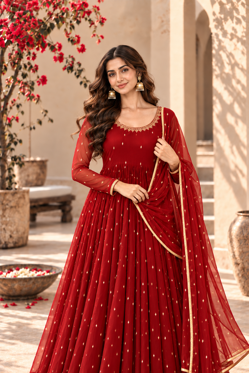 KAJAL MAROON FESTIVE ANARKALI SET