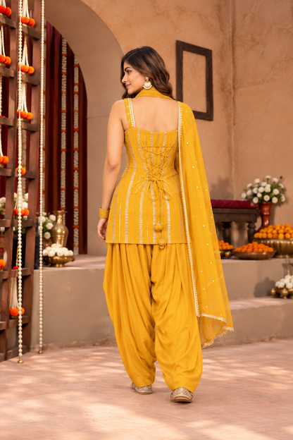 TANUJA LUREX FUSION YELLOW FARSHI SET