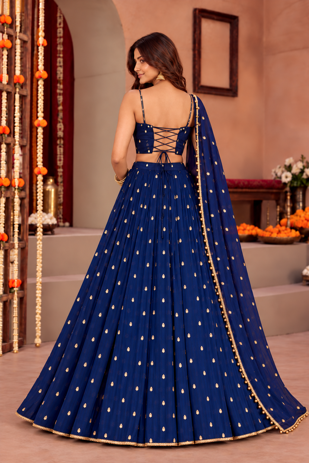 SHAGUN NAVY BLUE FESTIVE LEHENGA