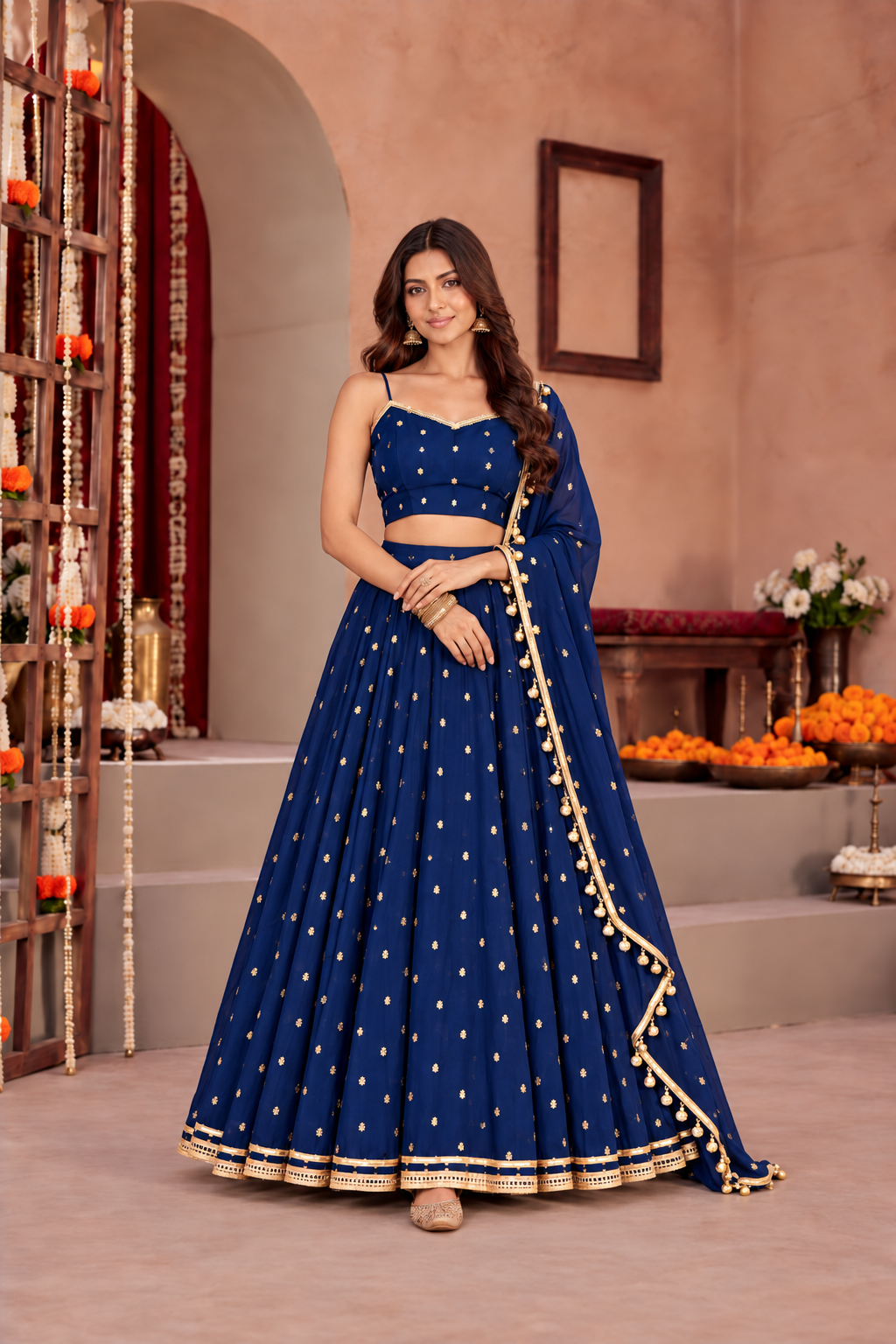 SHAGUN NAVY BLUE FESTIVE LEHENGA