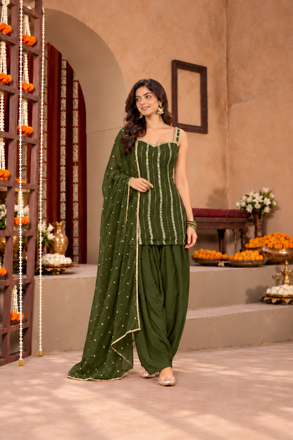 DIPIKA LUREX FUSION GREEN FARSHI SET