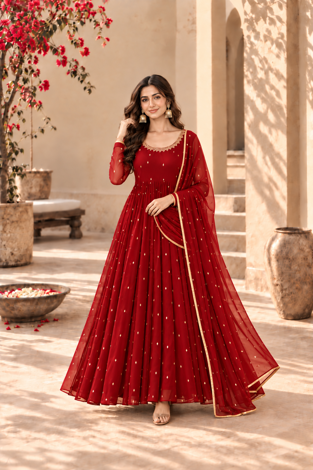 KAJAL MAROON FESTIVE ANARKALI SET